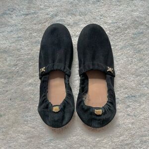 An Hour And A Shower Black Suede Scrunch Mules Shoes Leather EU 36 US 6 Flats